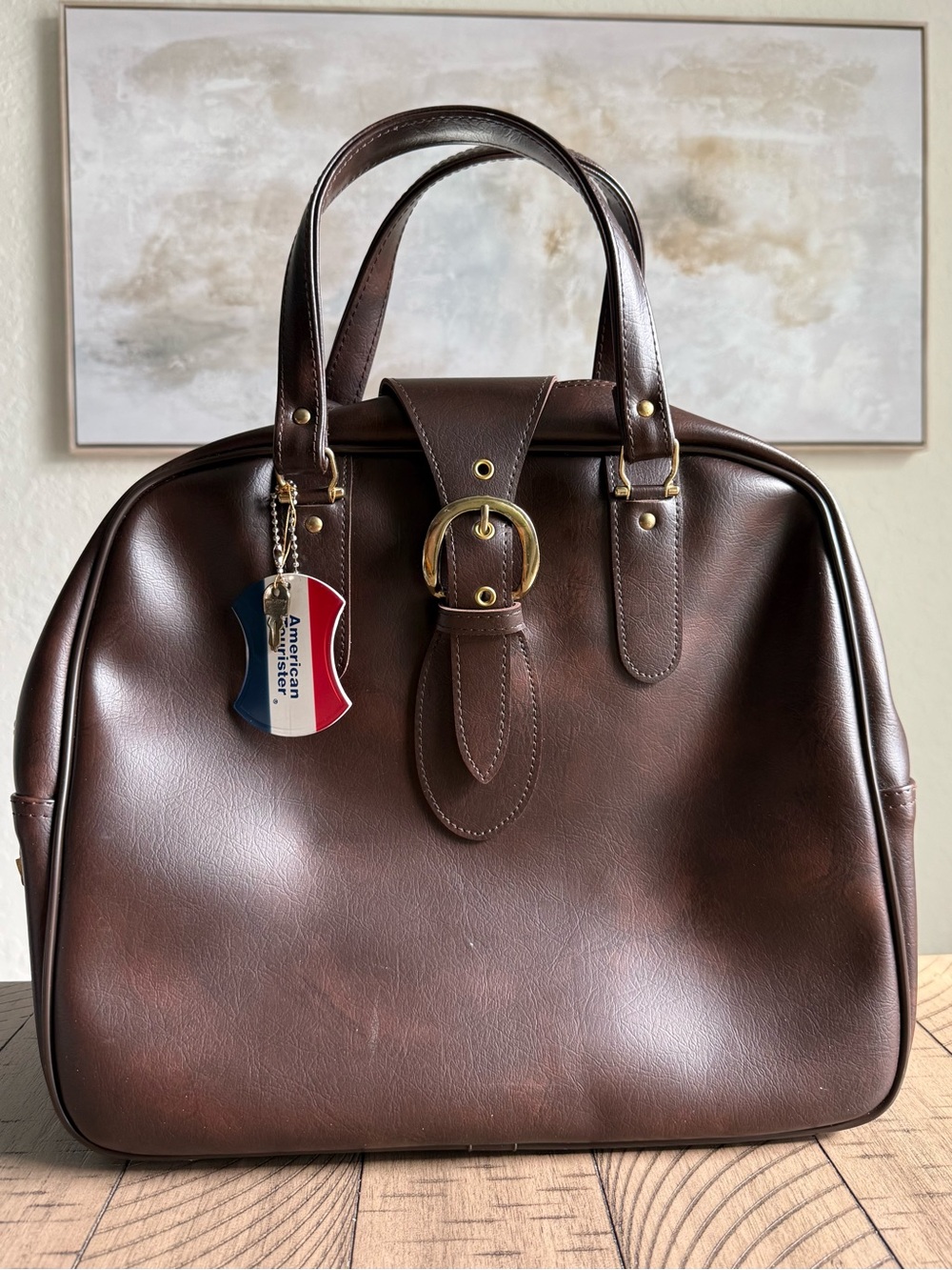 Vintage 60s/70s American Tourister Brown Carry-On Bag with Keys